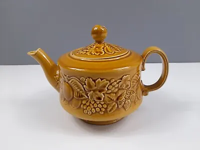 Buy Royal Worcester Crown Ware Teapot - Mustard Colour - Fruit Design - 16 Cm • 15£