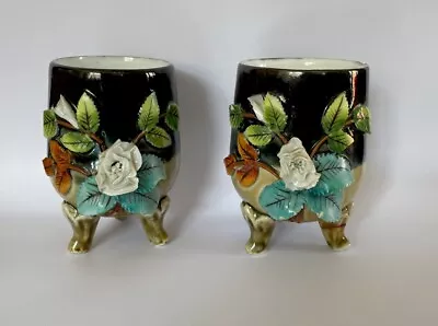 Buy Antique Aesthetic Period Majolica  Jardiniere  By Goerge Jones? A Match Pair A/f • 160£