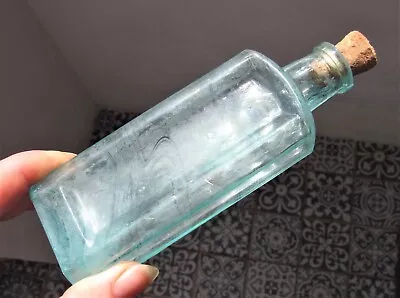 Buy Vintage Blue Glass Bottle Corked Antique Aqua Apothecary Swirls Magic Potion • 8£