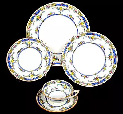 Buy Mintons K109 Princess Blue Band Yellow Flower (5) Five Pc Place Setting 1922 • 79.60£