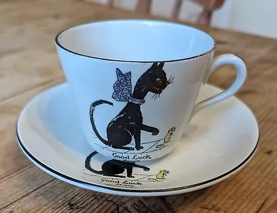 Buy Vintage Arcadian China Cup And Saucer Black Cat And Mouse Good Luck From Wembley • 9.99£