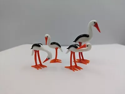 Buy 4x Murano Glass Lauscha Glass Bimini Glass Heron Birds Figure Ornament Stork • 28£