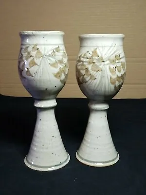 Buy Ceramic Rustic Wine Goblet Chalice Studio Art Pottery Hand Thrown 8 ½  Pinecone  • 95.92£