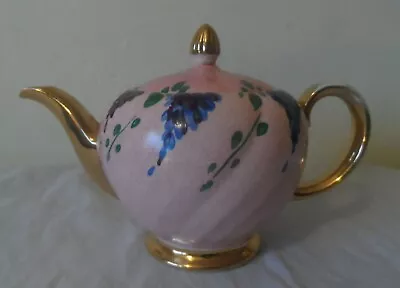 Buy Ellgreave Pottery Teapot Burslem Stunning Pink/Gold With Hand-painted Grapes • 24.99£