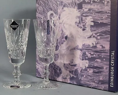 Buy Edinburgh Crystal, Star Of Edinburgh, 2 X Champagne Flutes, Glass Signed Boxed • 34.99£