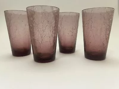 Buy 4 Vintage Purple Lavendar Crackle Glass Drinking Glasses Tumblers 4  • 24.63£