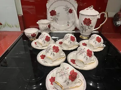 Buy Roses To Remember China Tea Set For Six With Coffee Pot • 65£