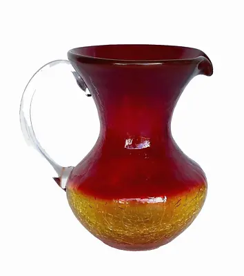 Buy Vintage MCM Amberina Crackle Glass Pitcher/Vase 6-3/8 Inches Tall • 26.60£
