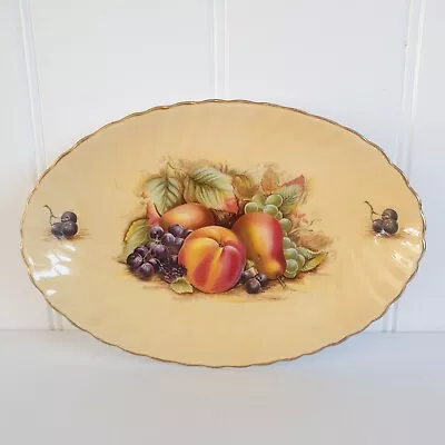 Buy Vintage Aynsley Orchard Gold Fruit Small Oval Scalloped Plate / Trinket Dish • 12£