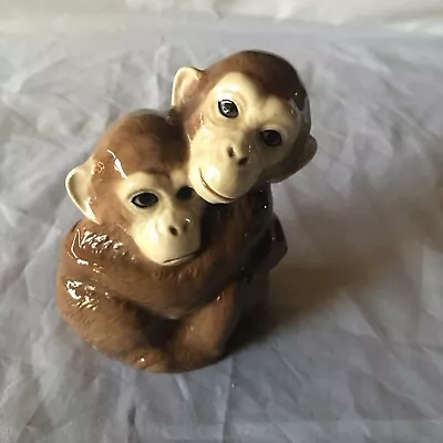 Buy Vintage  Szeiler Studio Pottery Hugging Chimps 3. 3/4 Inch Tall • 18.50£