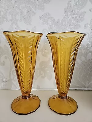 Buy Deco Amber Glass 'Brussel' Vase Designed By Brockwitz • 20£