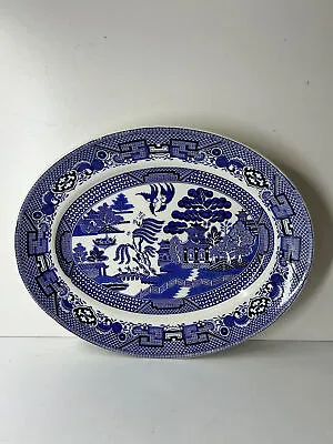 Buy Vintage Swinnertons  Old Willow  Ironstone Blue And White Oval Serving Plate • 19.99£