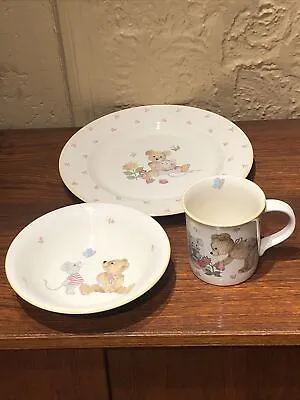 Buy VINTAGE MIKASA “TEDDY” 3 Pc. Children's Porcelain Tableware Set-Plate,Bowl,Mug • 18.90£