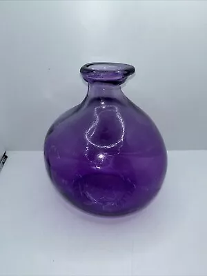 Buy VTG Glass Purple Amethyst Round Bulb Vase • 14.23£