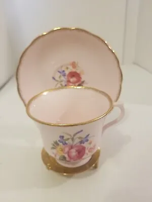 Buy Vintage Pink & Flowers Vale Bone China Tea Cup And Saucer Longton England ~ Gold • 15.13£