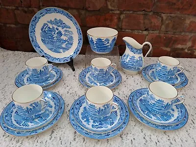 Buy Vintage Cauldon China Blue Willow Pattern Tea Service • 29£