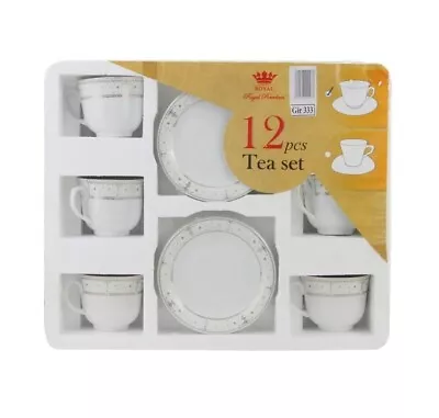 Buy Cup And Saucer Set 12 Piece Porcelain White Tea Set Coffee Cappuccino Tea Cups • 23.67£