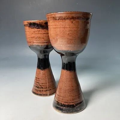 Buy 2 X Or A Pair Of 1970s Vintage Studio Pottery Goblets. Signed & Dated 1979 Or 77 • 19.95£