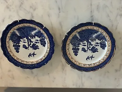Buy Booths Real Old Willow Plates X2 A8025 Vintage Pair England Blue White China -CP • 15£