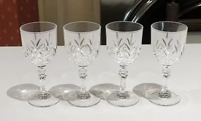 Buy 4 X Vintage Cut Glass  Water Wine Glasses 16 Cm Height Lead Crystal High Quality • 12£