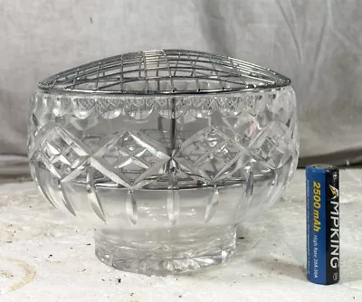 Buy Vintage Crystal Glass Bowl With Metal Lid Mesh Lid • 20£