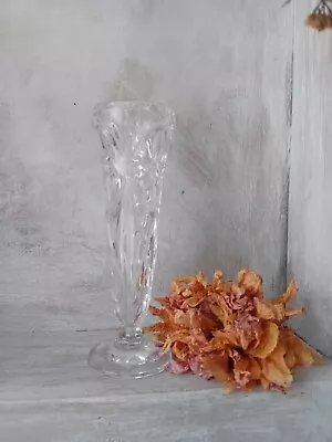 Buy Vintage Pressed Clear Glass Flower Posy Vase Sweet Little Window Sill Decoration • 9£