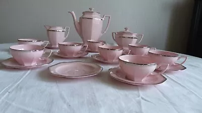 Buy Art Deco Pink Porcelain Net Platinum Union Czechoslovakia Tea/coffee Service • 66.81£