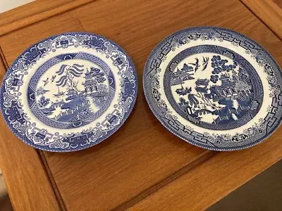 Buy 2 Willow Pattern Dinner Plates, Made In England - Not Matching. • 2£