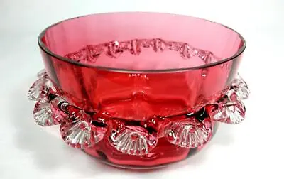 Buy Victorian Antique Cranberry Glass Bowl C1870s/80s • 29.99£