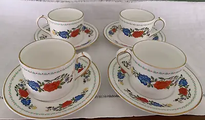 Buy Aynsley  FAMILLE ROSE  England ~ Set Of 4~ Cups & Saucers ~ 2 1/4  Tall • 32.24£