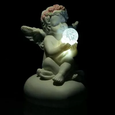 Buy Angel Ornaments LED Cherub Figurine Holding Crystal Ball Gift Love Memorial • 8.99£