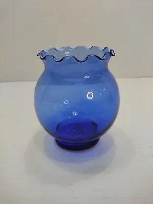 Buy Anchor Hocking Cobalt Blue Ruffle Edge Vase • 14.41£