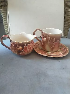 Buy Franz Teacup Saucer And Creamer Set Leaves And Acorns Nice Fall Pattern • 57.63£