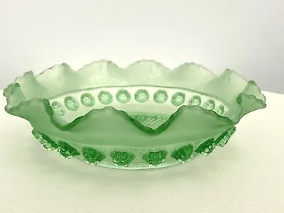 Buy Stunning Vintage 1930's Art Deco Green Pressed Glass Wavy Fruit Bowl/Candy Dish • 9.99£