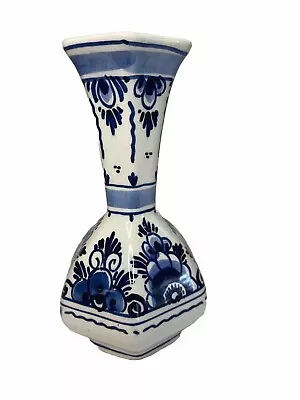 Buy Vintage Delft Holland Hand Painted Bud Vase 6” Fluted Signed Handwerk • 18.30£