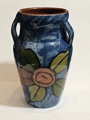 Buy A Vintage Royal Torquay Blue Glazed Vase Hand Painted With A Flower • 20£