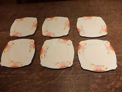 Buy 6 X Vintage Art Deco Newhall Hanley Pottery Square Shape Cake Plates 6 1/4  • 22£