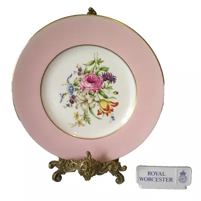 Buy Vintage Royal Worcester Dinner Plate: ‘Miranda’ Floral Bouquet Pink Border 27cm • 15£