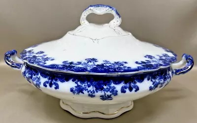 Buy Antique John Maddock & Sons  Linda Flow Blue Royal Vitreous Covered Serving Bowl • 100.85£