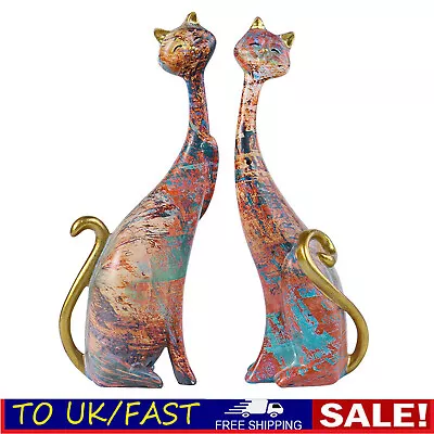 Buy PAIR OF Resin  CATS ORNAMENT STYLIZED CAT FIGURINE - Ideal Gift For Cat Lovers • 19.99£