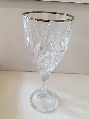 Buy Lead Crystal Platinum Silver Rim Fan Glass Goblet Glassware Shannon Irish NEW • 33.12£