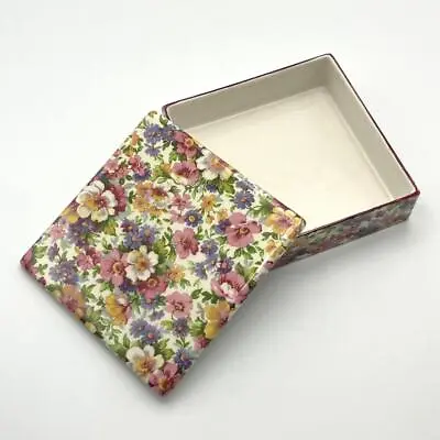 Buy Vintage James Kent Old Foley Du Barry Floral Chintz Lidded Square Box Dish • 14.95£