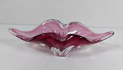 Buy Bohemian Pink Art Glass Vase Bowl Dish With Lip Czech Republic Josef Hospodka • 35£