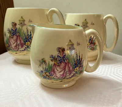 Buy A Set Of 3 Vintage Jugs With Crinaline Lady • 14.99£