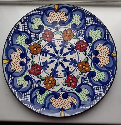 Buy LARGE VINTAGE SPANISH PLATART POTTERY CERAMIC FLORAL WALL PLATE 31 Cm • 17.99£