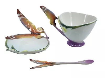 Buy FRANZ PORCELAIN COLLECTION Papillon BUTTERFLY XP1693 CUP & SAUCER With SPOON SET • 120.06£