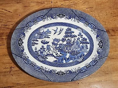 Buy VINTAGE ORIGINAL Georgian Blue Willow 14  Oval Platter Plate Churchill England • 47.08£