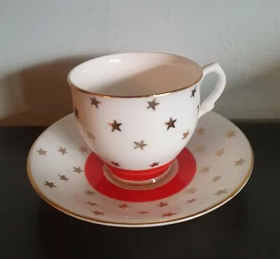 Buy Vintage  Ashley Fine Bone China 22ct Gold Stars Coffee/Espresso Cup & Saucer • 11.99£