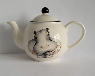 Buy Arthur Wood Back To Front Ceramic Hippo Design White One Pint Globe Teapot • 15.99£