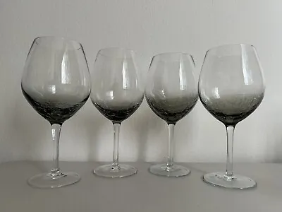 Buy PIER 1 Smoke Crackle Wine Glasses Discontinued EUC 8 5/8” Set Of 4 • 54.99£